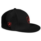 SNAP BACK EMBROIDED HAT - BLACK/RED