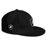 SNAP BACK EMBROIDED HAT - BLACK/WHITE