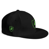 SNAP BACK EMBROIDED HAT - BLACK/GREEN