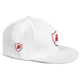 SNAP BACK EMBROIDED HAT - WHITE/RED