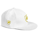 SNAP BACK EMBROIDED HAT - WHITE/YELLOW