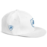 SNAP BACK EMBROIDED HAT - WHITE/AQUA