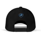 SNAP BACK EMBROIDED CURVED BRIM - BLACK/AQUA