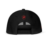 SNAP BACK EMBROIDED HAT - BLACK/RED