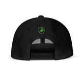 SNAP BACK EMBROIDED HAT - BLACK/GREEN