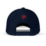 SNAP BACK EMBROIDED CURVED BRIM - BLUE/RED