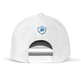 SNAP BACK EMBROIDED CURVED BRIM - WHITE/AQUA