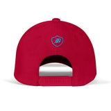 SNAP BACK EMBROIDED CURVED BRIM - RED/AQUA