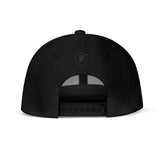SNAP BACK EMBROIDED HAT- BLACK/BLACK