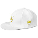 SNAP BACK EMBROIDED HAT - WHITE/YELLOW