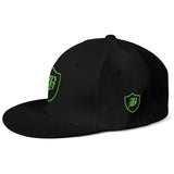 SNAP BACK EMBROIDED HAT - BLACK/GREEN