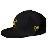 SNAP BACK EMBROIDED HAT - BLACK/YELLOW