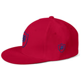 SNAP BACK EMBROIDED HAT - RED BLUE