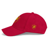 SNAP BACK EMBROIDED CURVED BRIM - RED/YELLOW
