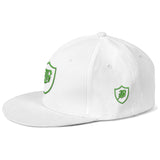 SNAP BACK EMBROIDED HAT - WHITE/GREEN