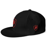 SNAP BACK EMBROIDED HAT - BLACK/PINK