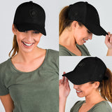 SNAP BACK EMBROIDED CURVED BRIM - BLACK/BLACK