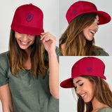 SNAP BACK EMBROIDED HAT - RED BLUE