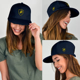 SNAP BACK EMBROIDED HAT - BLUE/YELLOW