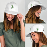 SNAP BACK EMBROIDED HAT - WHITE/GREEN