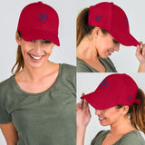 SNAP BACK EMBROIDED CURVED BRIM - RED/BLUE