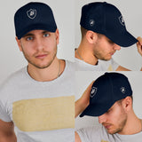 SNAP BACK EMBROIDED CURVED BRIM - BLUE/WHITE