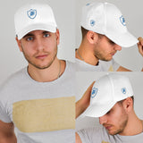 SNAP BACK EMBROIDED CURVED BRIM - WHITE/AQUA