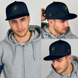 SNAP BACK EMBROIDED HAT - BLUE/GREEN