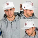 SNAP BACK EMBROIDED HAT - WHITE/RED