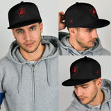 SNAP BACK EMBROIDED HAT - BLACK/PINK
